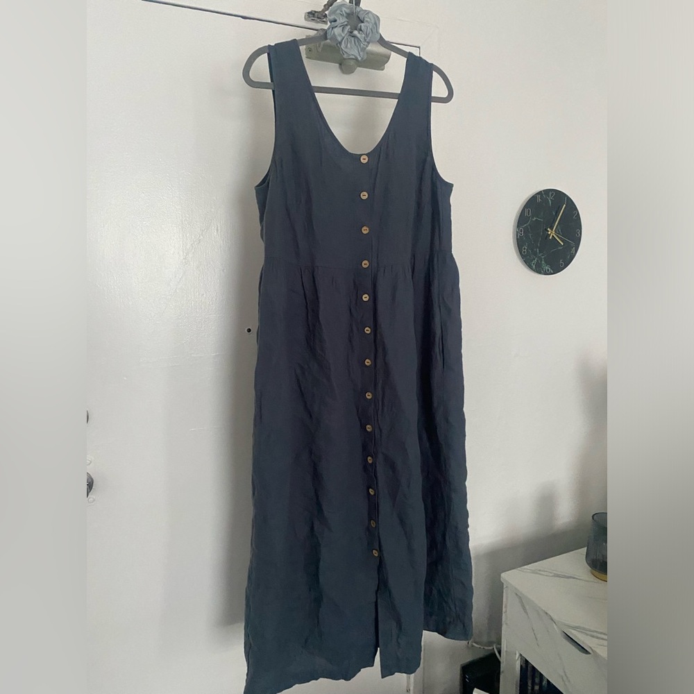 Blue-Gray Linen Dress by Not Perfect Linen